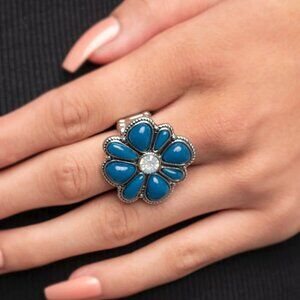 Paparazzi Jewelry Accessories - Meadow Mystique - Blue Ring - Vintage